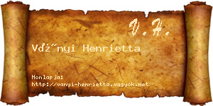 Ványi Henrietta névjegykártya
